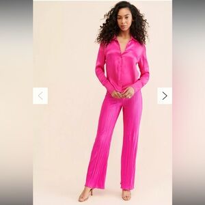 Good American Pink Always Fit Plisse Pants Size 1/2